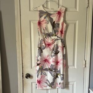 Floral Midi Dress - Pink and Gray